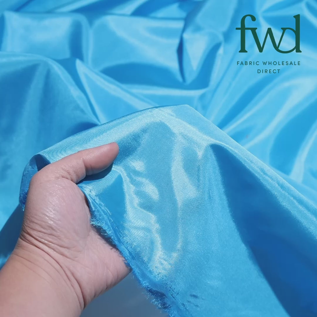 Polyester China Silk Lining (58/60 Inch) Turquoise Fabric Video|SV571379