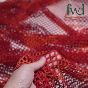 Cabaret Stretch Mesh Orange / Burgundy Fabric Video|SV577927