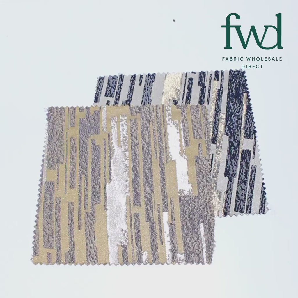 Abstract Stripes Extra Wide Brocade Upholstery Jacquard Fabric SV580461 Gold / Blue 6