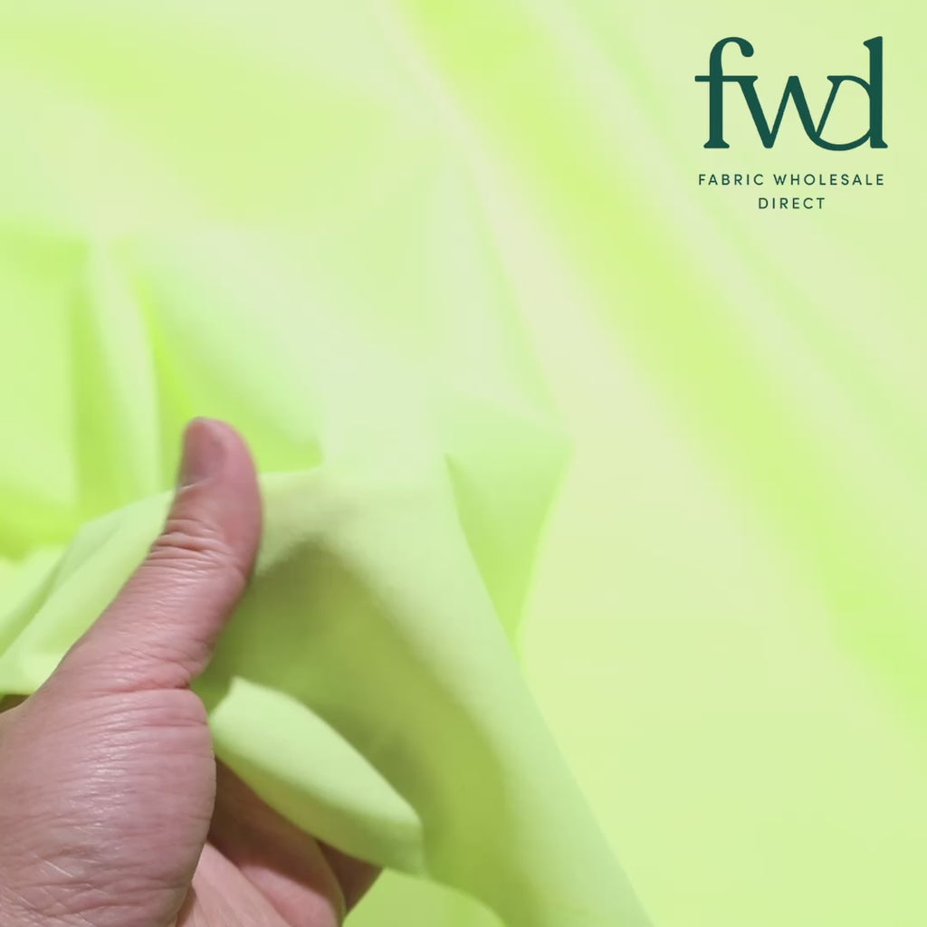 Cotton Polyester Broadcloth (44/45 Inch) Neon Green Fabric Video|SV573778