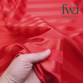 1 Inch Striped Stretch Satin Jacquard Red Fabric Video|SV581726