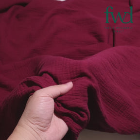 Double Cotton Gauze Burgundy Fabric Video|SV582464