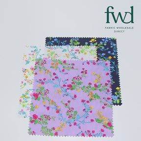 Floral Vine Printed Cotton Flannel Fabric SV580357 Navy Blue 4