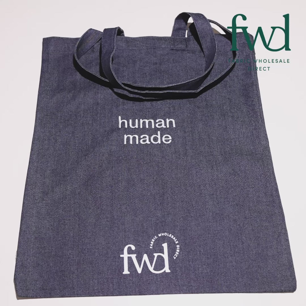 Blue Denim (10 oz) "Human Made" Reusable Tote Bag Video|SV582598
