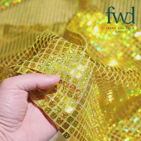 Hologram 8mm Square Sequins Gold Fabric Video|SV573893