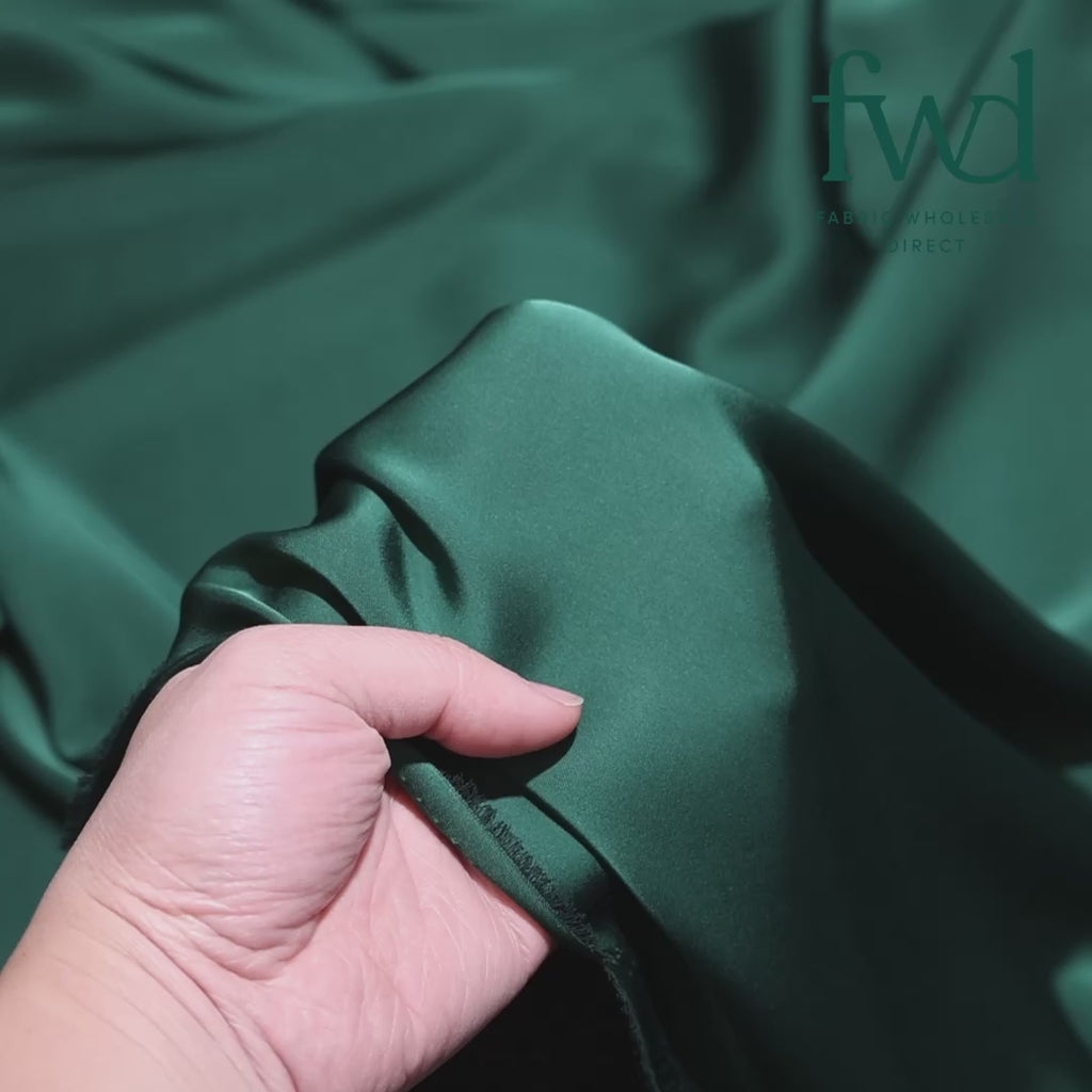 Polyester Double Face Satin Hunter Green Fabric Video|SV581600