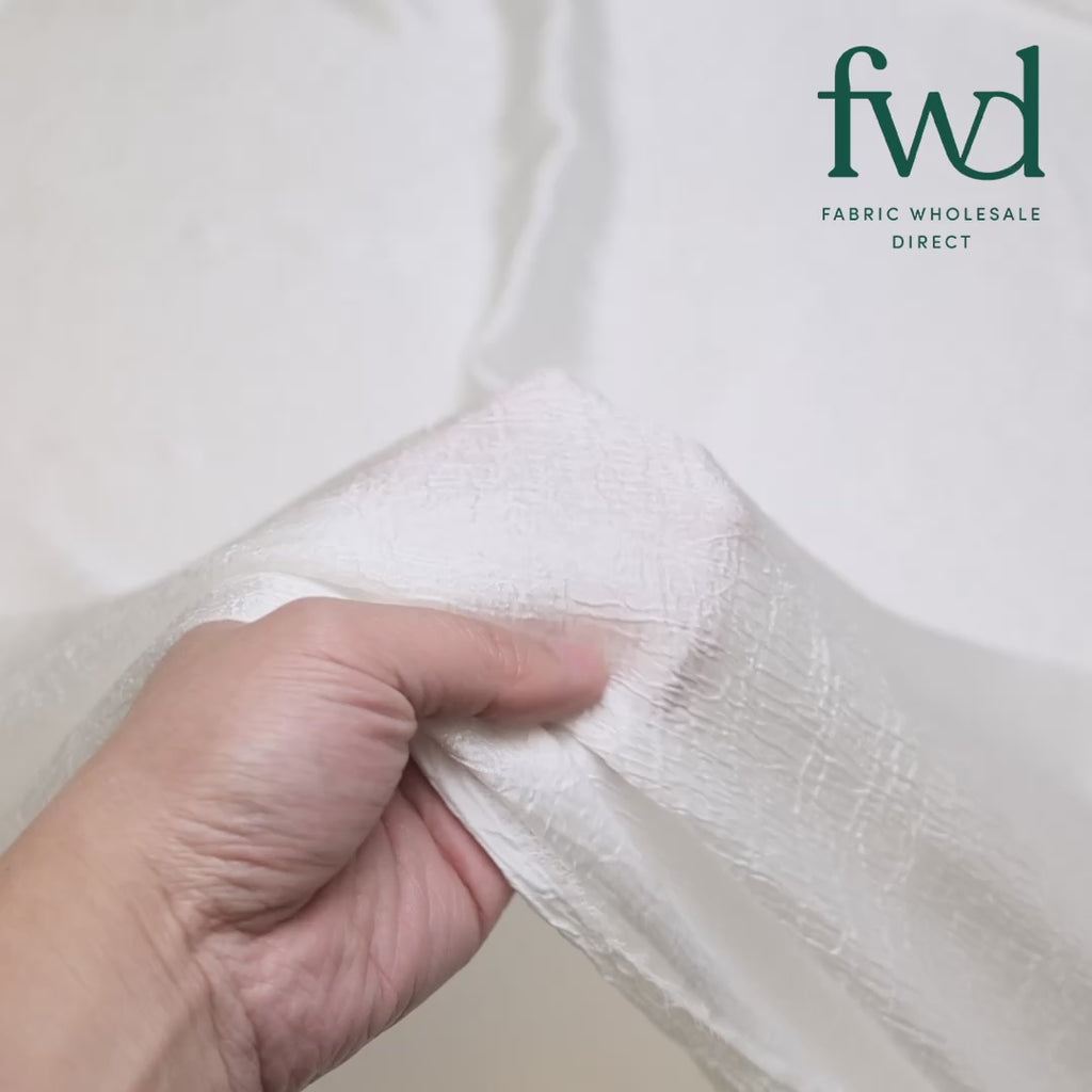 Shiny Shimmer Crinkle Satin White Fabric Video|SV581469