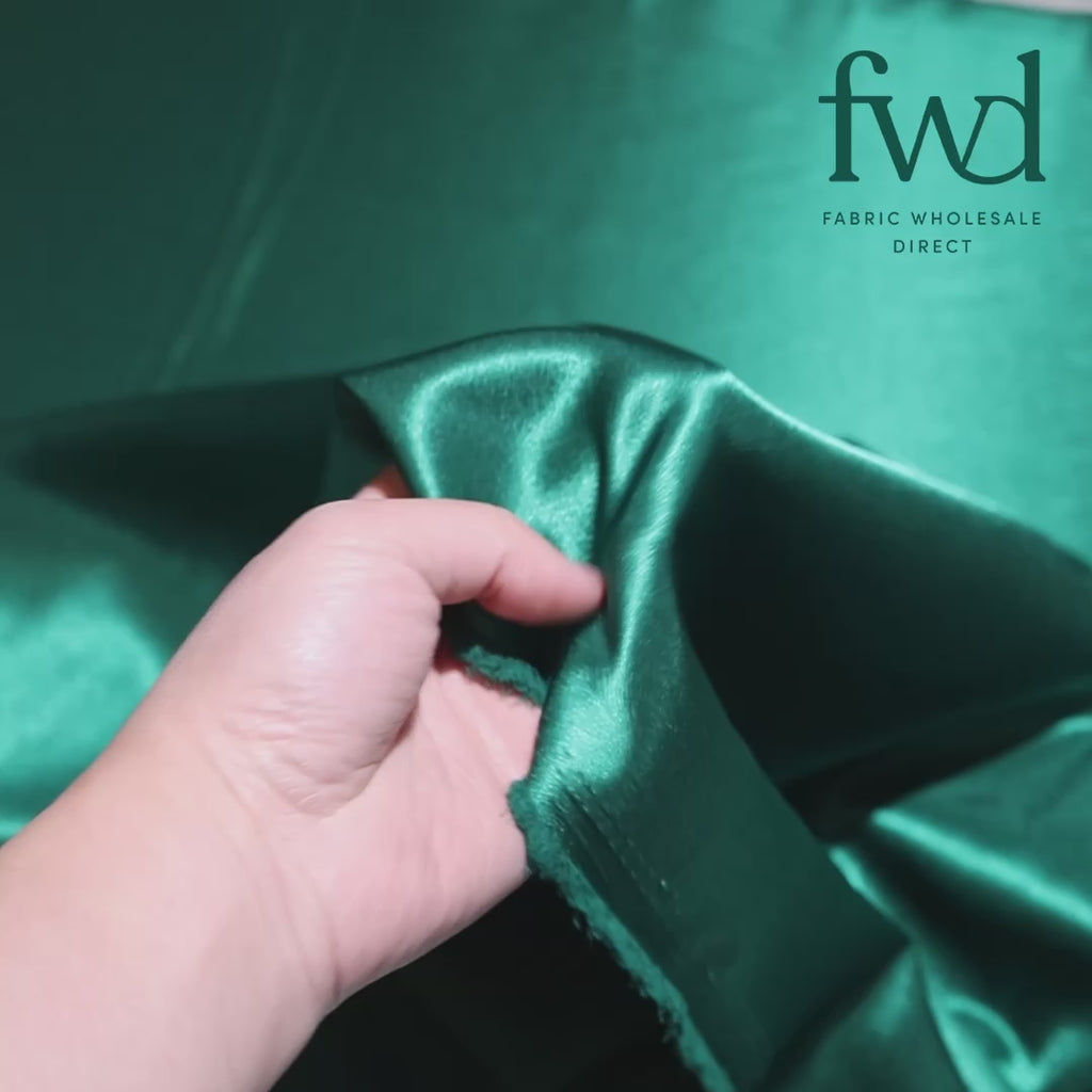 Premium Filament Yarn Polyester Crepe Back Satin Hunter Green Fabric Video|SV577747