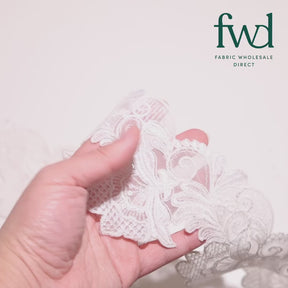 Leafy Floral Corded Sequin Embroidery On 4 Inch Scalloped Mesh Lace Trim White Video|SV582522