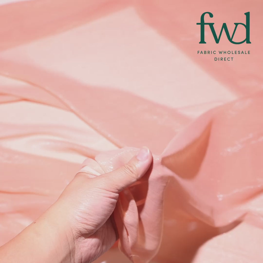 Zari Metallic Chiffon Jacquard Peach Fabric Video|SV578223