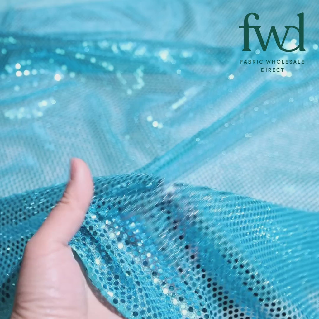 American Trans Knit Confetti Dot Sequins Fabric Turquoise / Turquoise|SV571598 