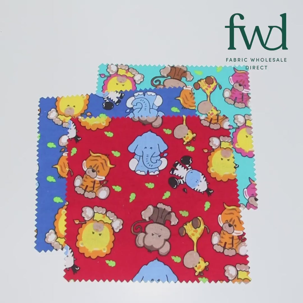Zoo Animals Printed Cotton Flannel Fabric SV580343 Royal Blue 4