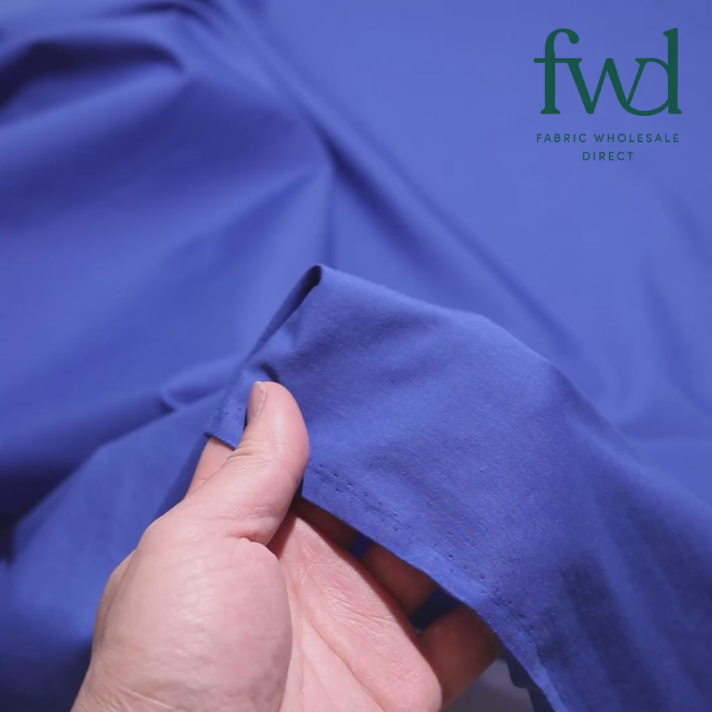 Cotton Polyester Broadcloth (44/45 Inch) Royal Blue Fabric Video|SV571585