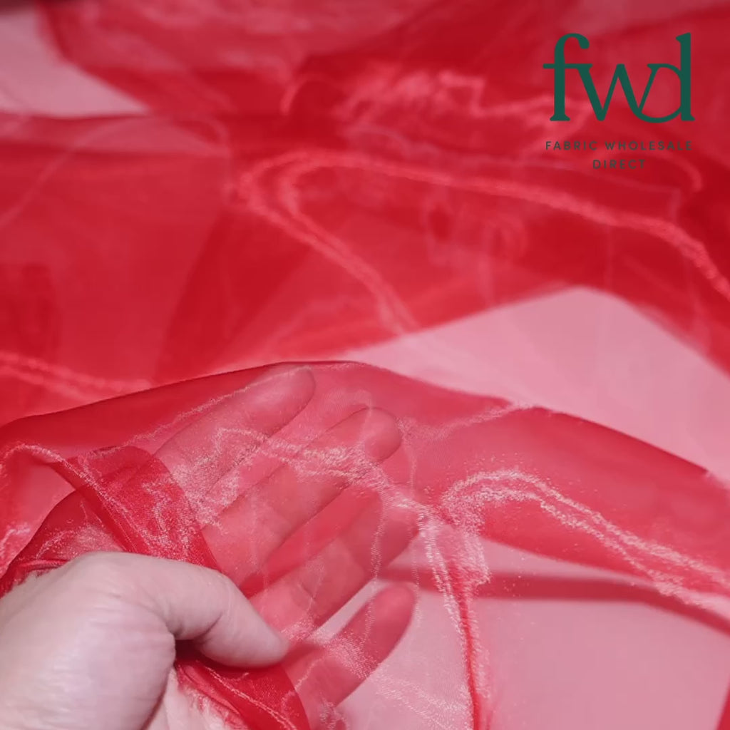 Princess Polyester Bridal Organza Fabric Red Video|SV581776