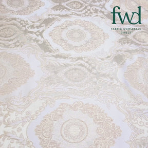 Versailles Extra Wide Two Tone Metallic Damask Jacquard Ivory Fabric Video|SV581137
