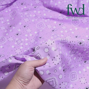 Paisley Print Bandana Broadcloth (60 Inches) Lavender Fabric Video|SV580195