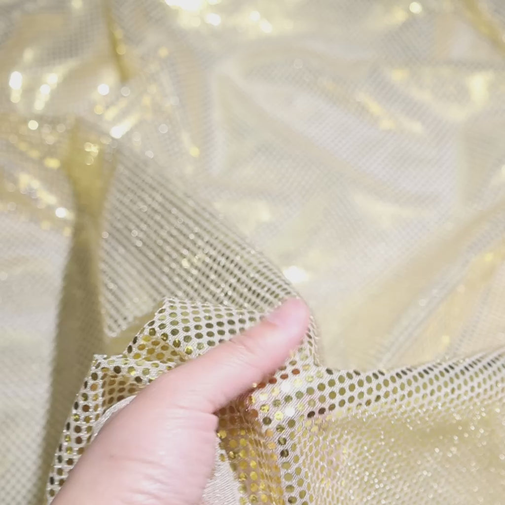 American Trans Knit Confetti Dot Sequins Fabric Gold / Silver Video|SV571599