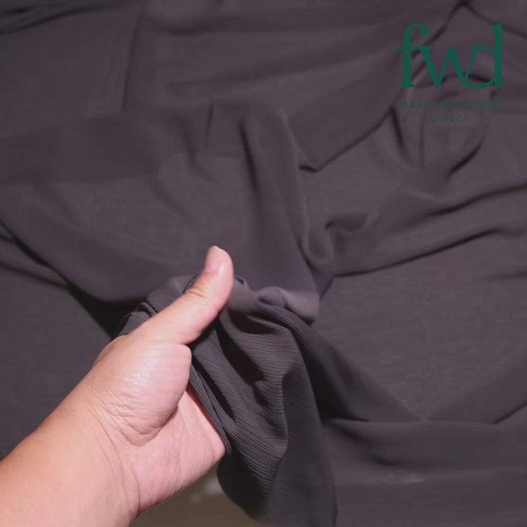 Polyester Crinkle Georgette Charcoal Grey Fabric Video|SV582329