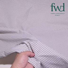 1/8 Inch Gingham Check Polyester Cotton Poplin Fabric Silver / White Fabric Video|SV582945