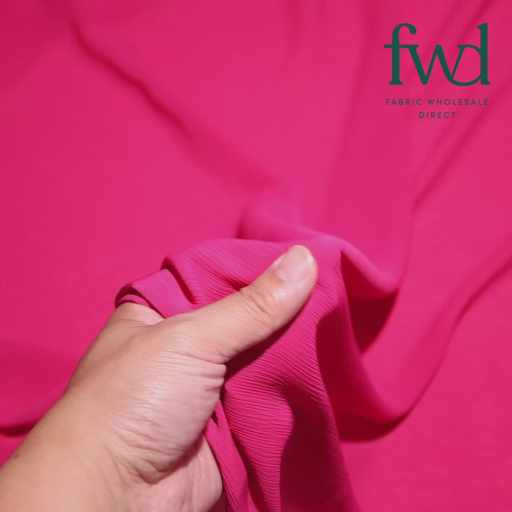 Polyester Crinkle Georgette Fuchsia Fabric Video|SV582326