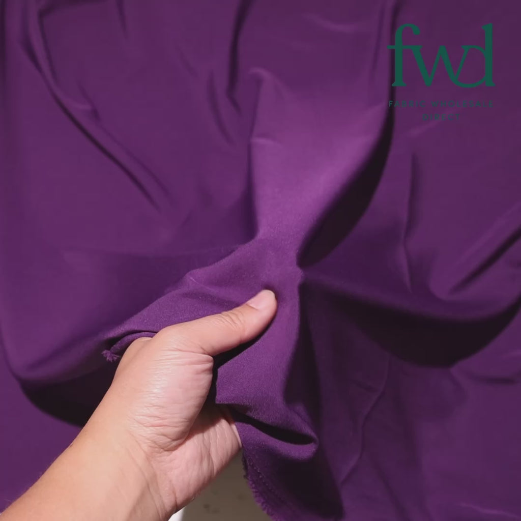 Stretch Polyester Tissue Faille Plum Fabric Video|SV582310