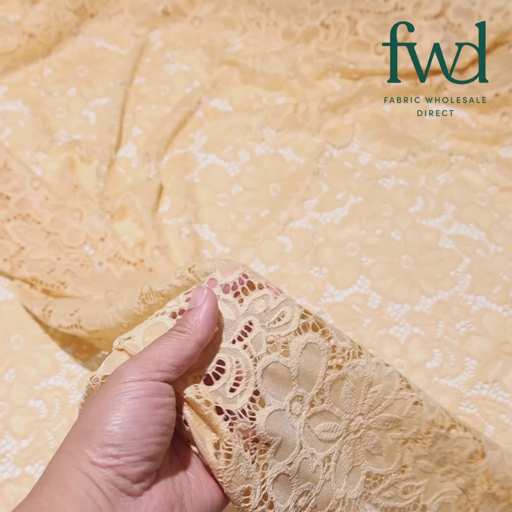 Florence Stretch Lace Fabric Banana Video|SV573864