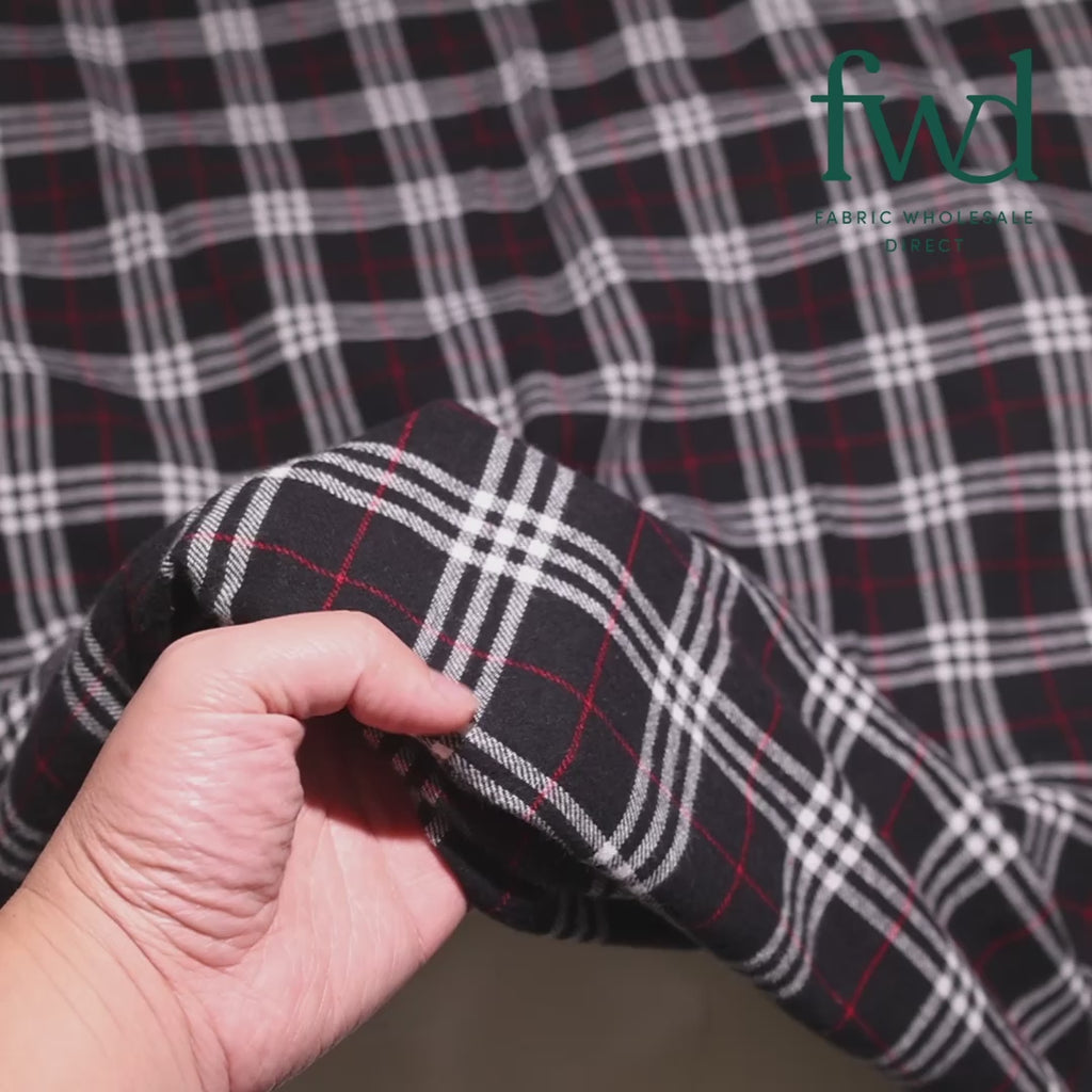 Tartan Plaid Yarn Dyed Brushed Cotton Flannel (Design 17) Fabric Video|SV582109