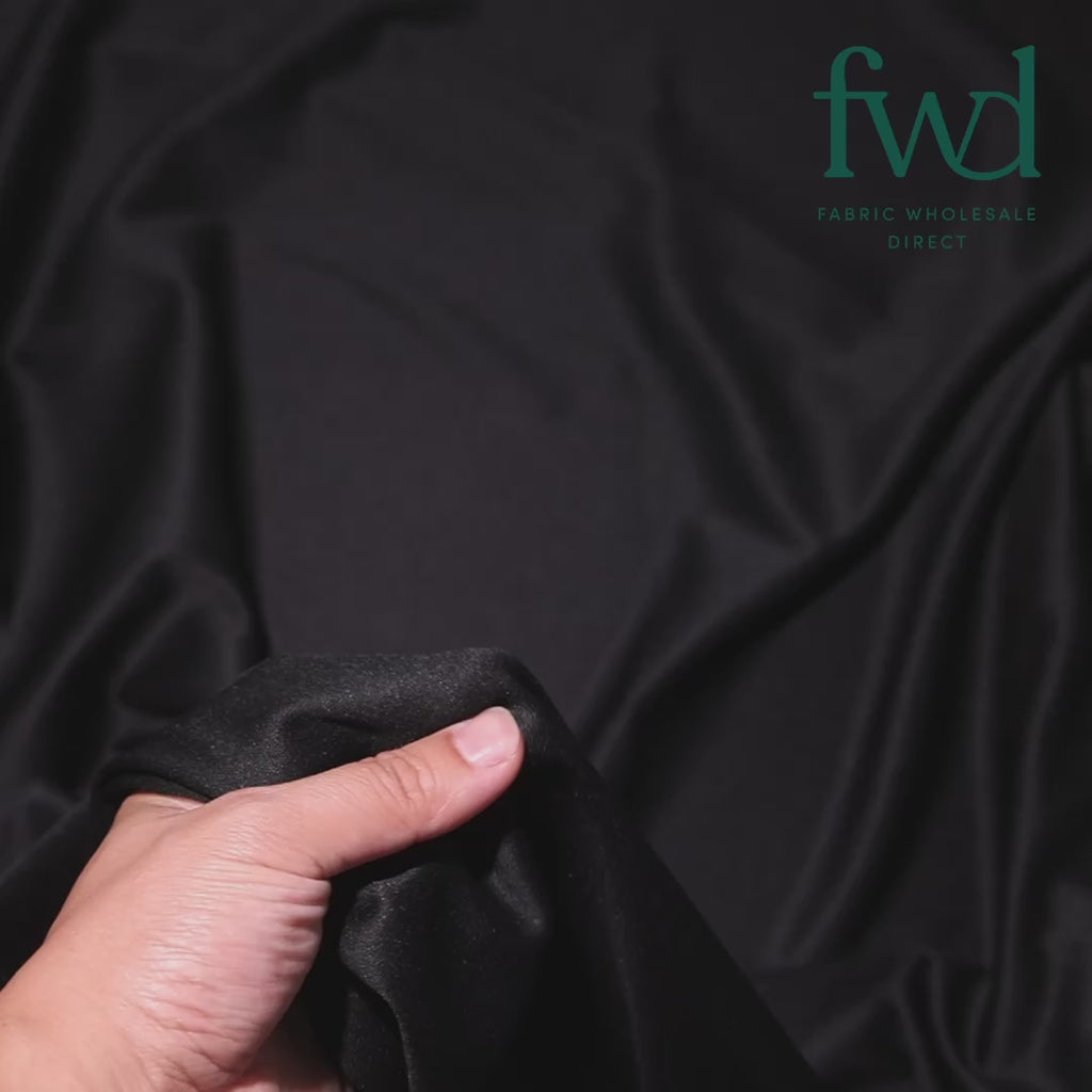Polyester Interlock Knit Lining Black Fabric Video|SV574607
