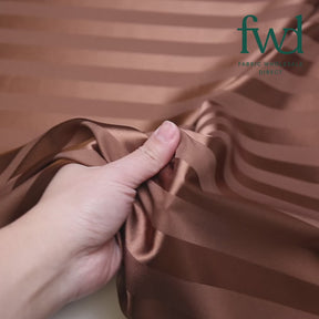 1 Inch Striped Stretch Satin Jacquard Brown Fabric Video|SV581729
