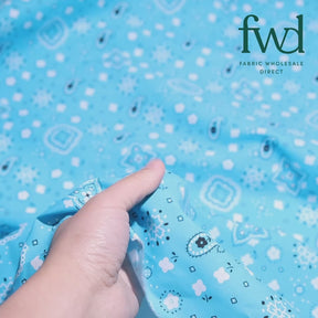 Paisley Print Bandana Broadcloth (60 Inches) Turquoise Fabric Video|SV576985