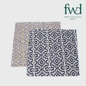 Kashmir Geometric Extra Wide Brocade Upholstery Jacquard Fabric SV580463 Gold / Blue 6