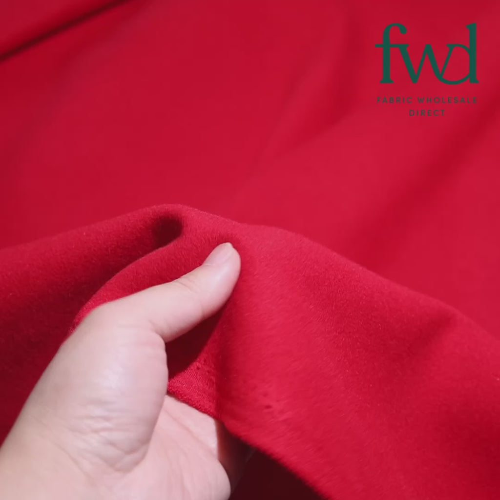 Brushed Polyester Wool Coating Red Fabric Video|SV573838