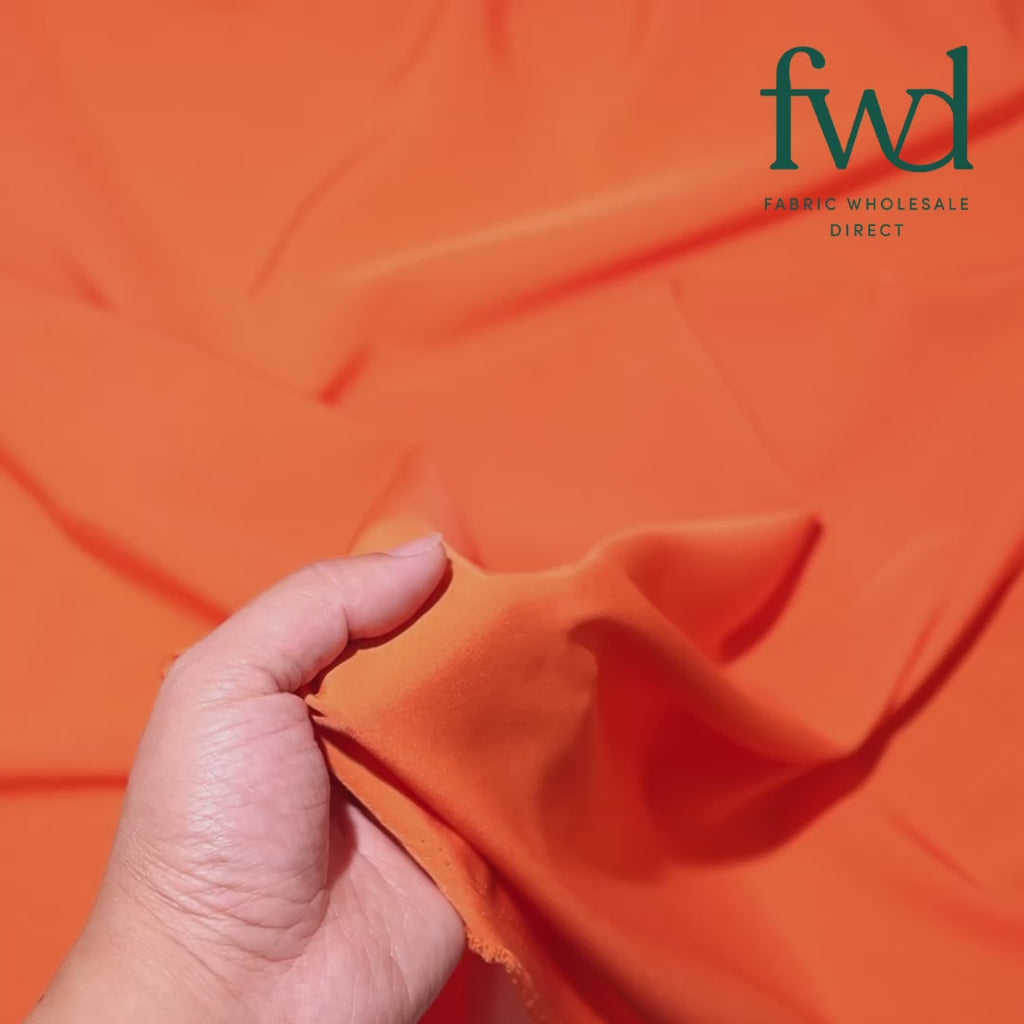 Stretch Polyester Tissue Faille Orange Fabric Video|SV582297