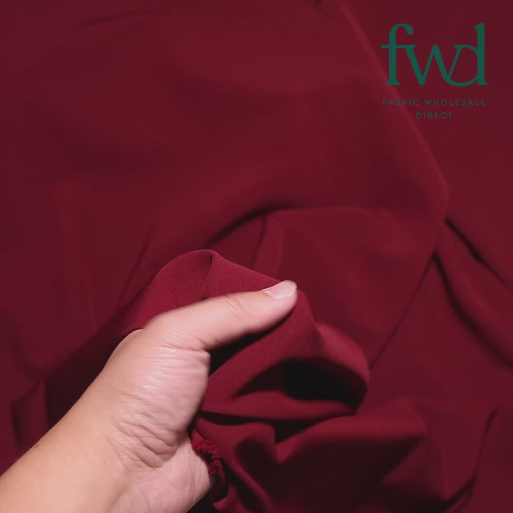 Polyester Crinkle Pebble Moss Crepe Burgundy Fabric Video|SV582343