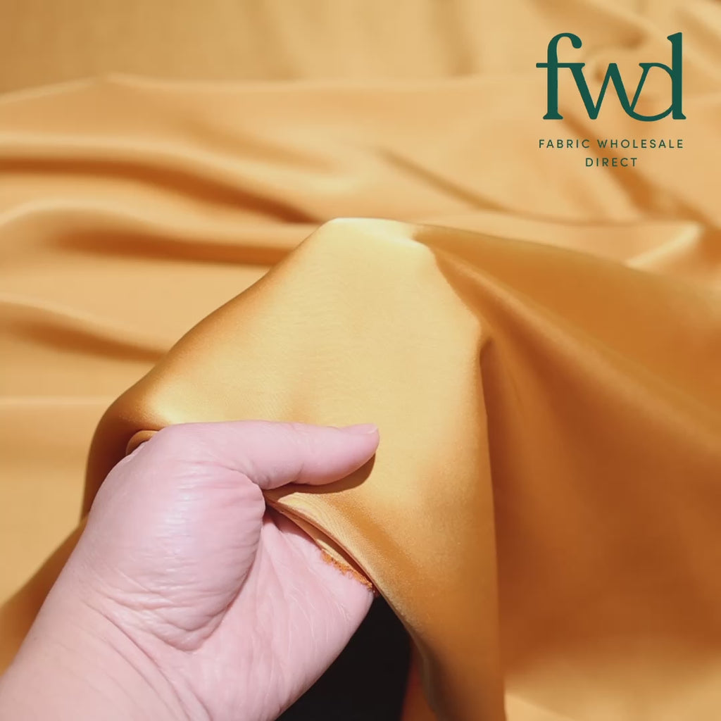 Polyester Double Face Satin Gold Fabric Video|SV581607