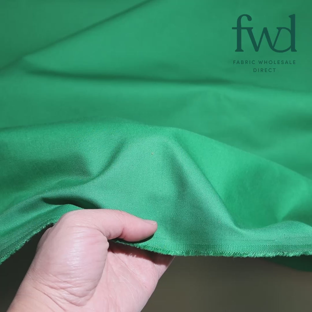 Poly Cotton Twill Kelly Green Fabric Video|SV581080