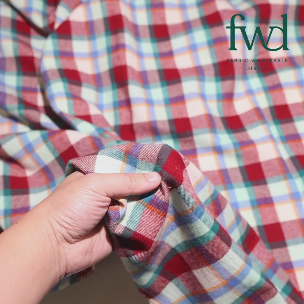 Tartan Plaid Yarn Dyed Brushed Cotton Flannel (Design 19) Fabric Video|SV582111