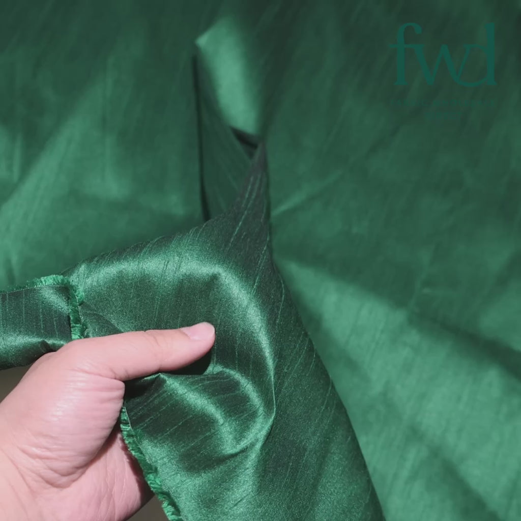 Heavyweight Polyester Dupioni Fabric Hunter Green Video|SV583049