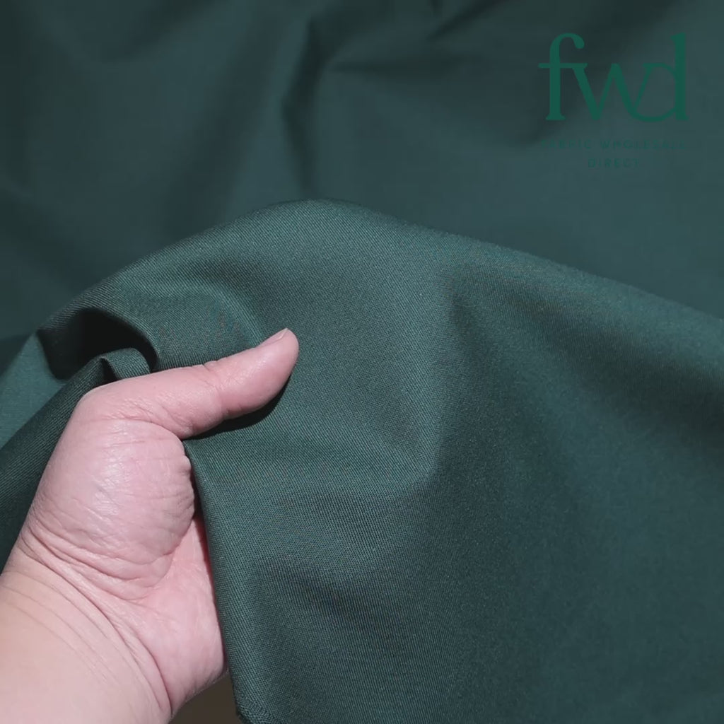 Poly Cotton Twill Hunter Green Fabric Video|SV581082