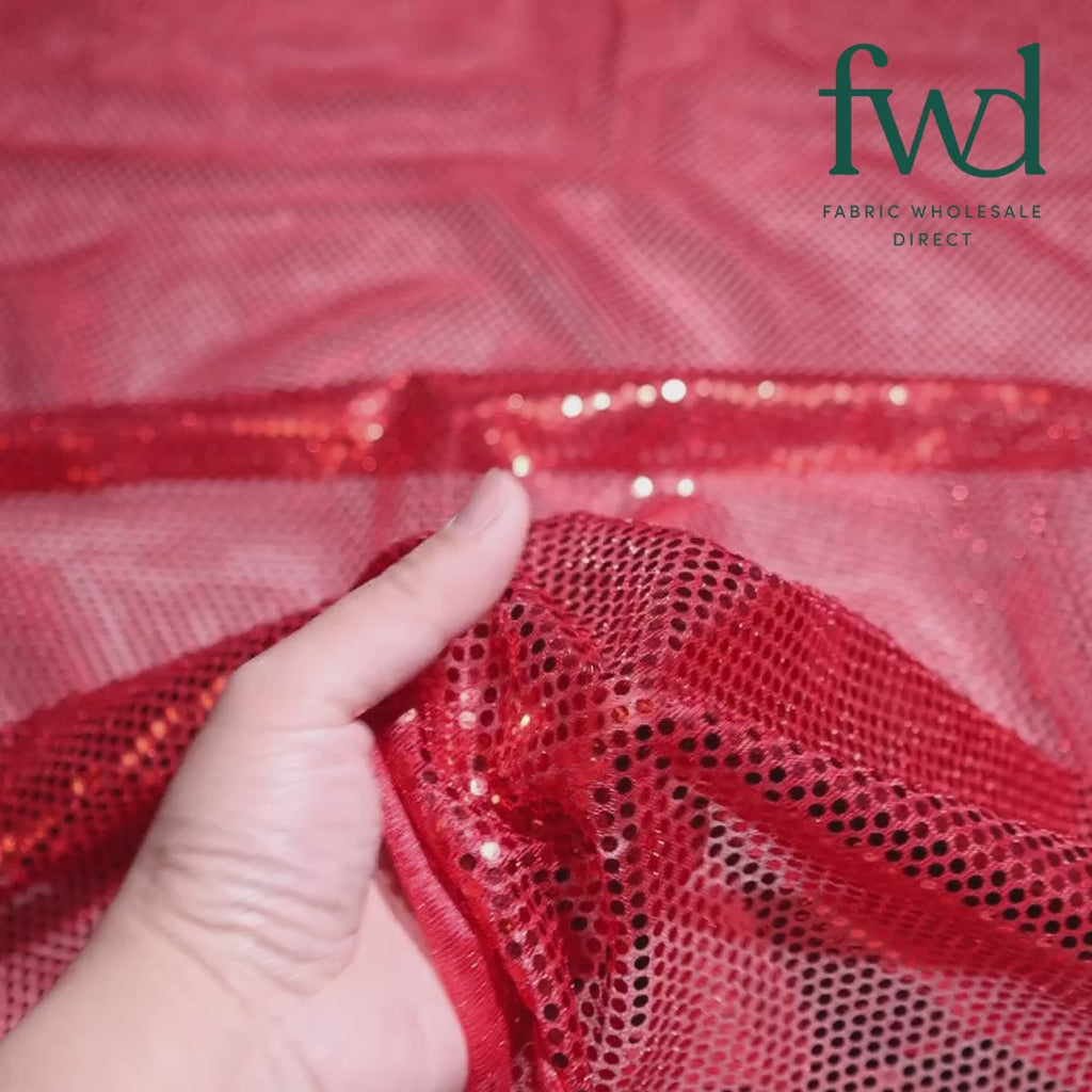 American Trans Knit Confetti Dot Sequins Fabric Red / Red Video|SV571590