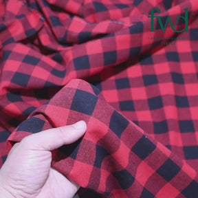 Gingham 1 Inch Check Yarn Dyed Broadcloth Fabric Red / Black Video|SV582700