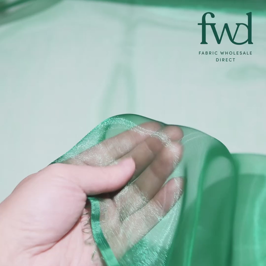 Princess Polyester Bridal Organza Fabric Hunter Green Video|SV581784