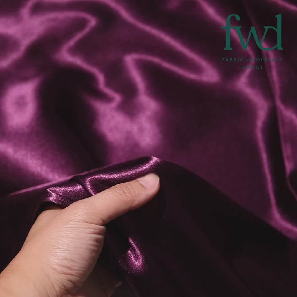 Classic Spun Yarn Polyester Crepe Back Satin Plum Fabric Video|SV582159