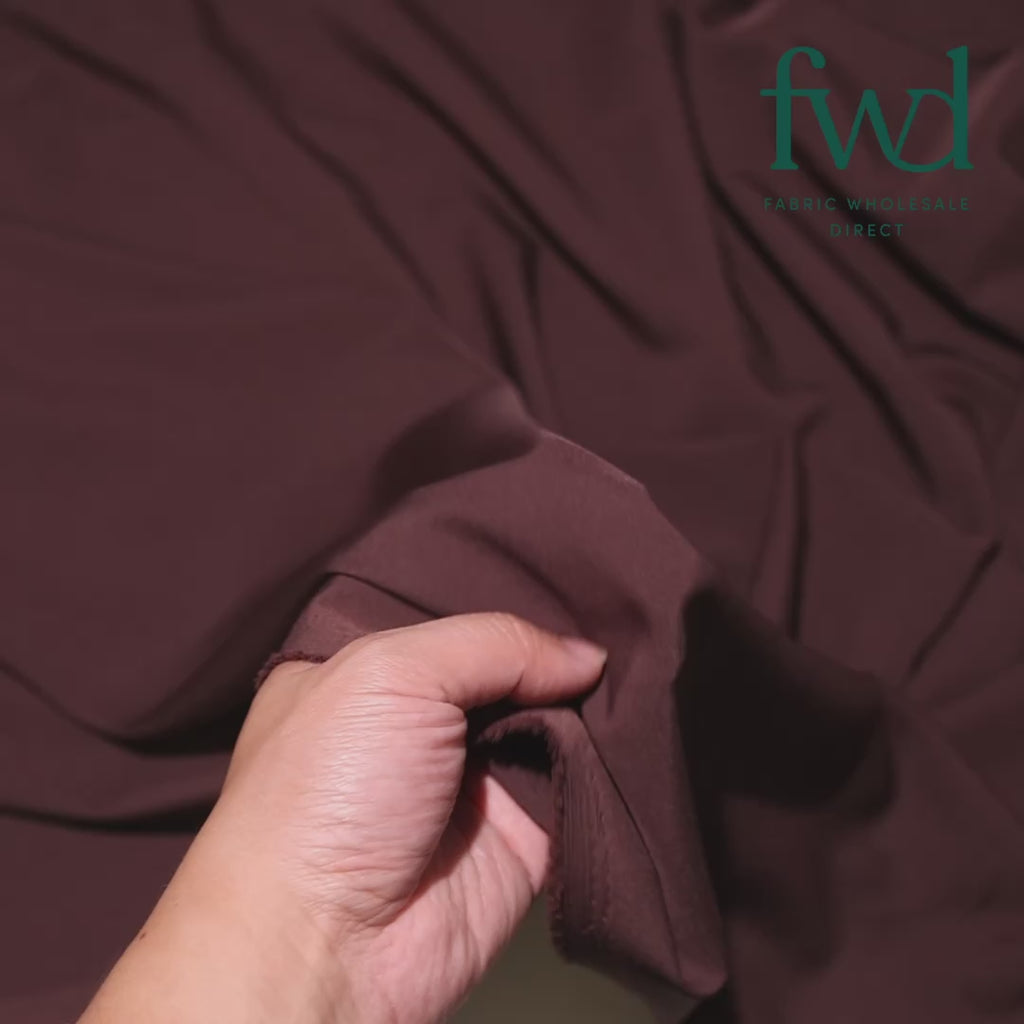 Stretch Polyester Tissue Faille Brown Fabric Video|SV582303