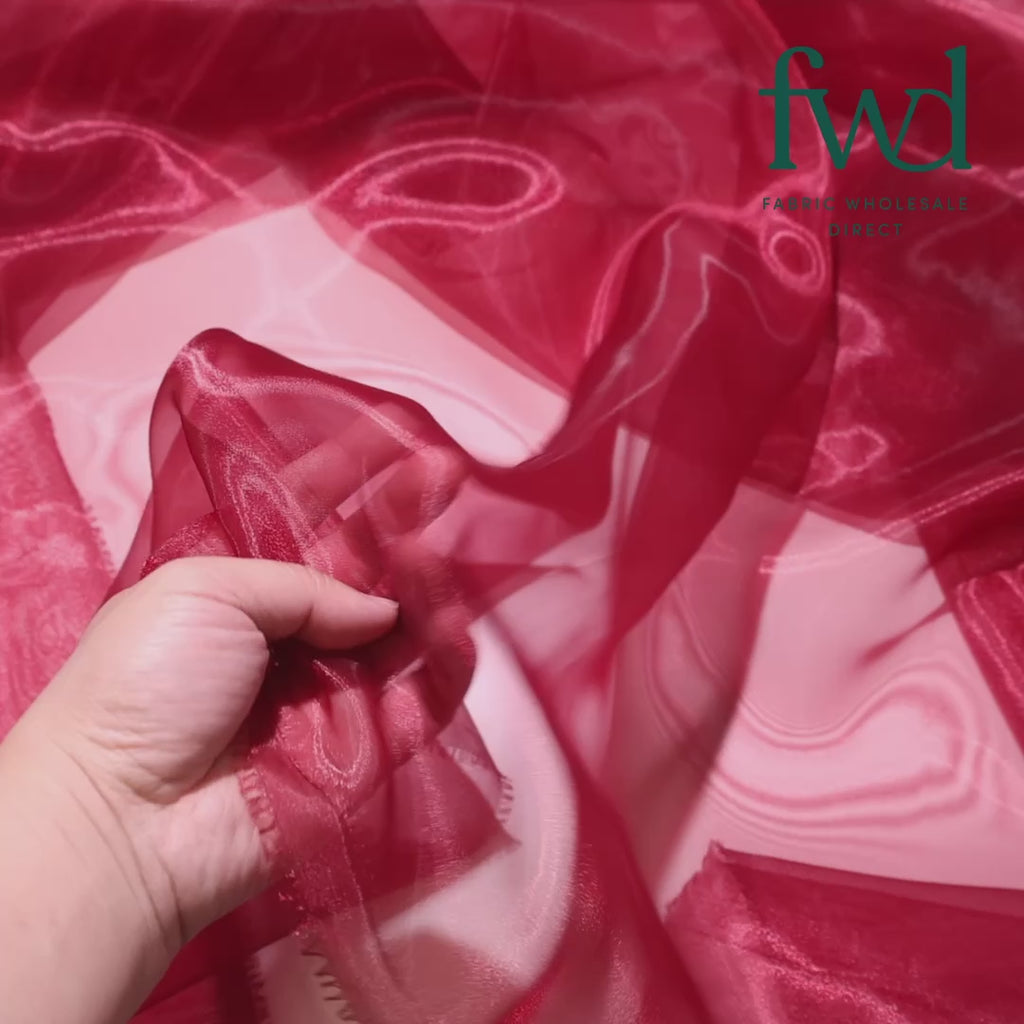 Princess Polyester Bridal Organza Fabric Burgundy Video|SV582072