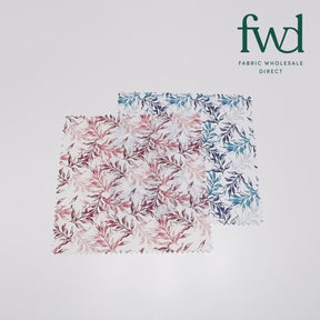 Bay Leaf Print Linen Look Fabric SV579017 White / Blue 4