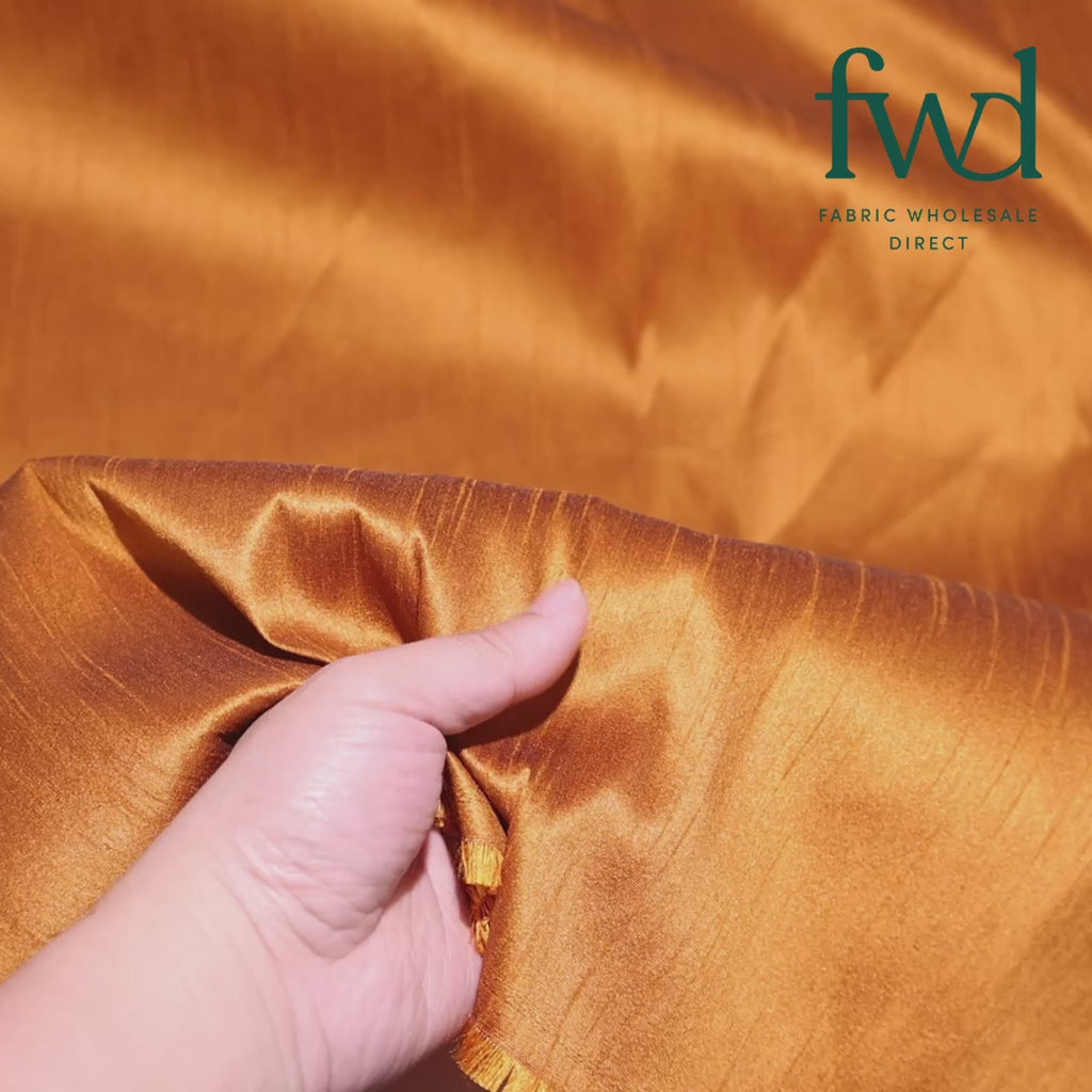 Heavyweight Polyester Dupioni Fabric Copper Video|SV583047