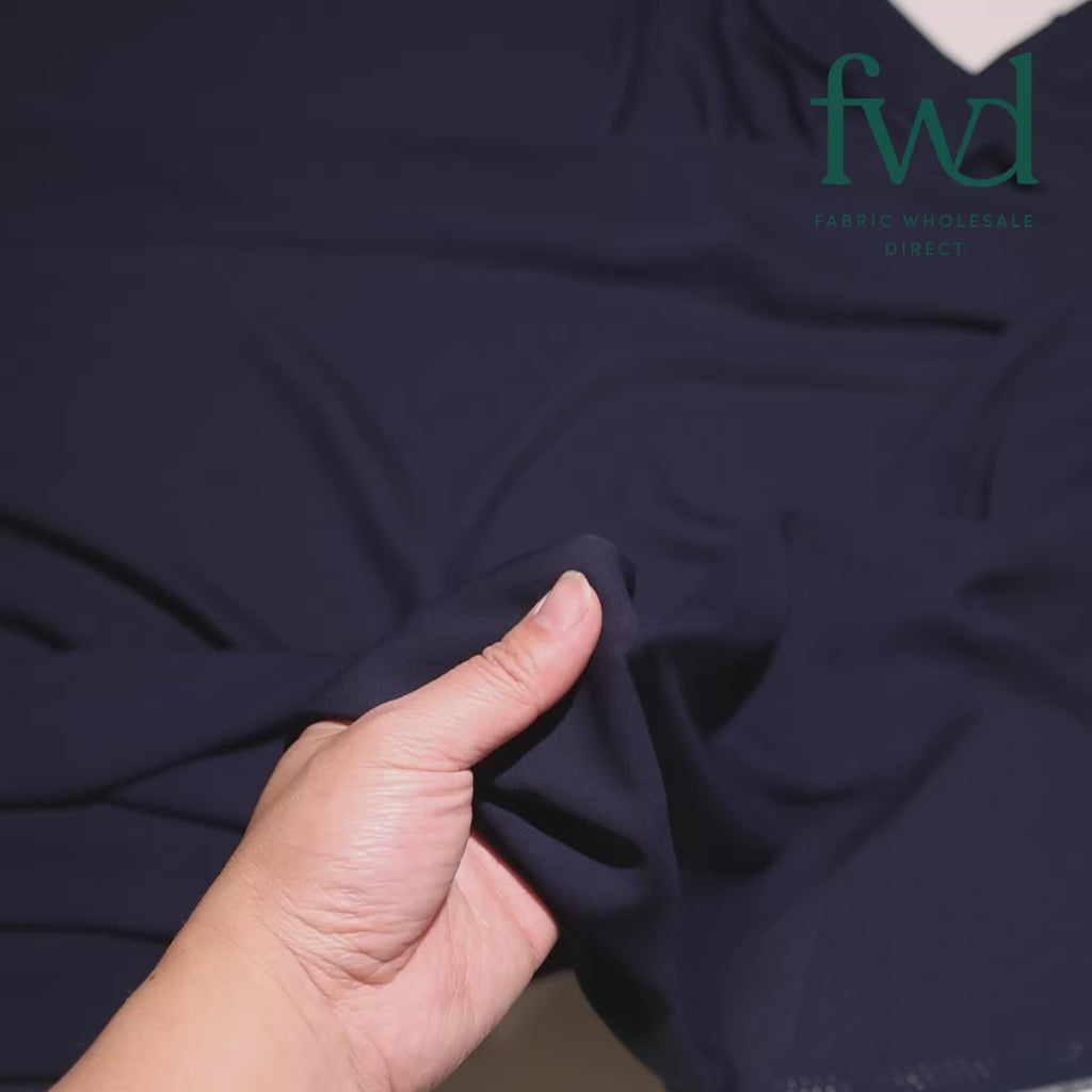 Polyester Crepe Georgette Chiffon Fabric Navy Blue Video|SV577005