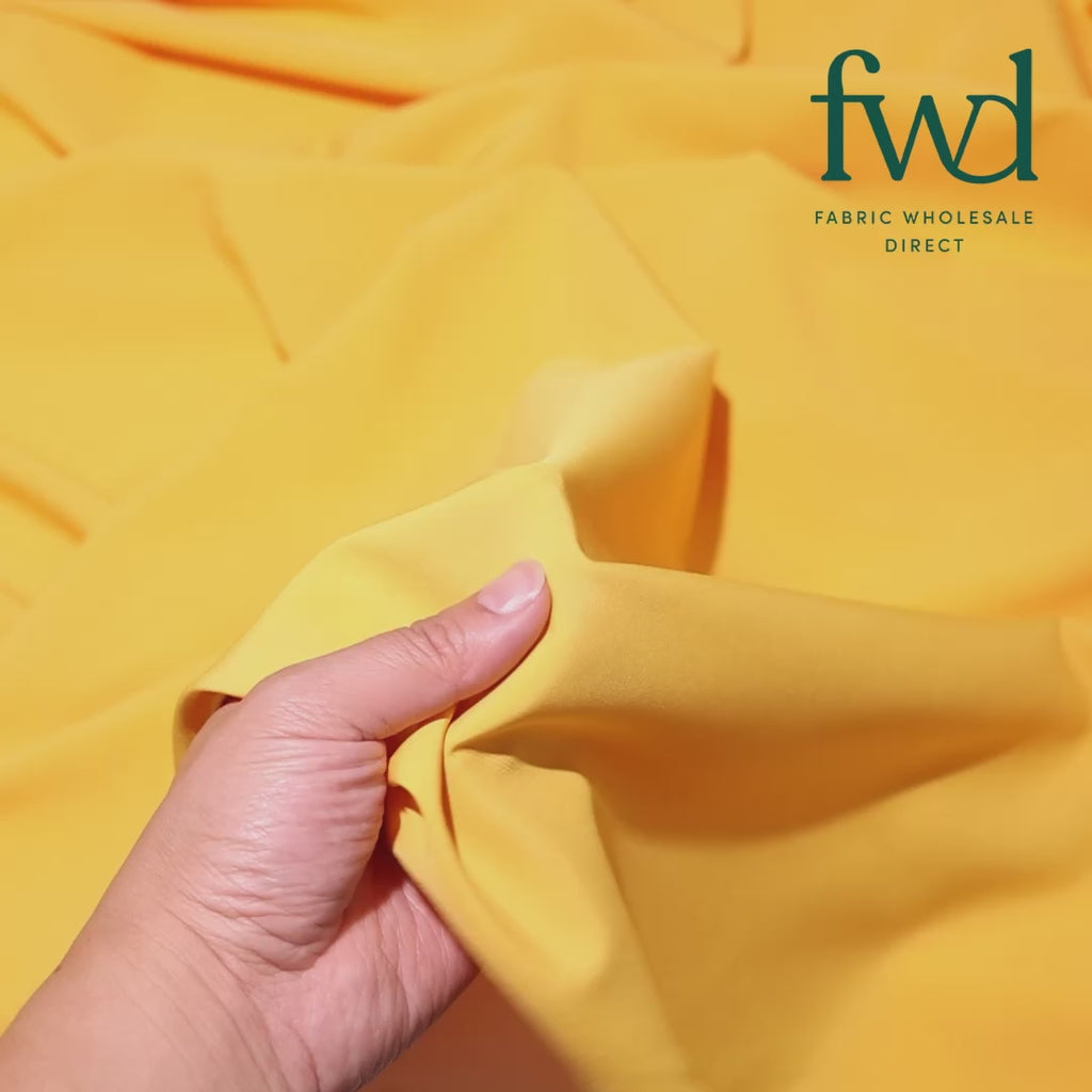 Stretch Polyester Tissue Faille Sunflower Yellow Fabric Video|SV582304