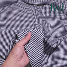 1/8 Inch Gingham Check Polyester Cotton Poplin Fabric Navy Blue / White Fabric Video|SV582946